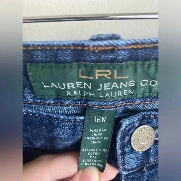 Vintage Lauren Ralph Lauren Jeans Co Skinny Size 16W Dark Blue Wash High Rise - Picture 2 of 7